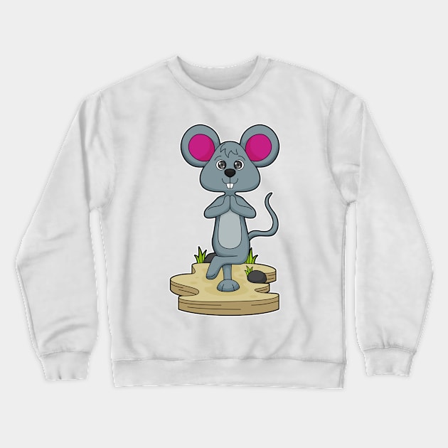 Mouse at Yoga Fitness Crewneck Sweatshirt by Markus Schnabel